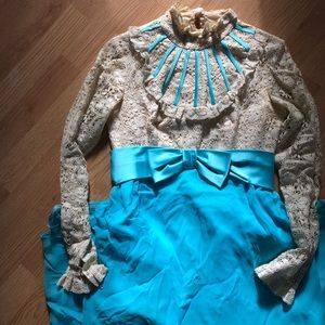 SOLD 1960s prairie dress prom blue